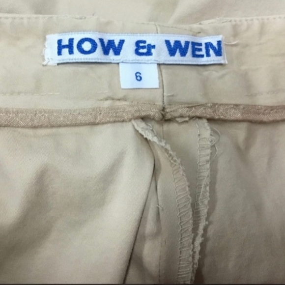 How & Wen Cotton Blend Tan Shorts Size 6 - Picture 3 of 3